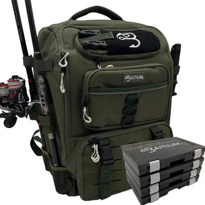 Baitium Fishing Backpack Fishing Tackle Backpack With Rod Holders 40L Tackle Bag With Cooler Fishing Bag Fishing Tackle Backpack Fishing Tackle Box Backpack Fishing Gear - (Green)