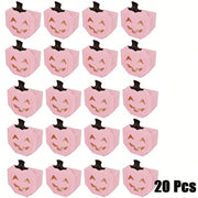 20 PcsPink Halloween Gift Boxes Pumpkin Shaped Treat Boxes Square Favor Wrapping Boxes Halloween Party Favor Supplies For Indoor Home Holiday Party Thanksgiving Decorations