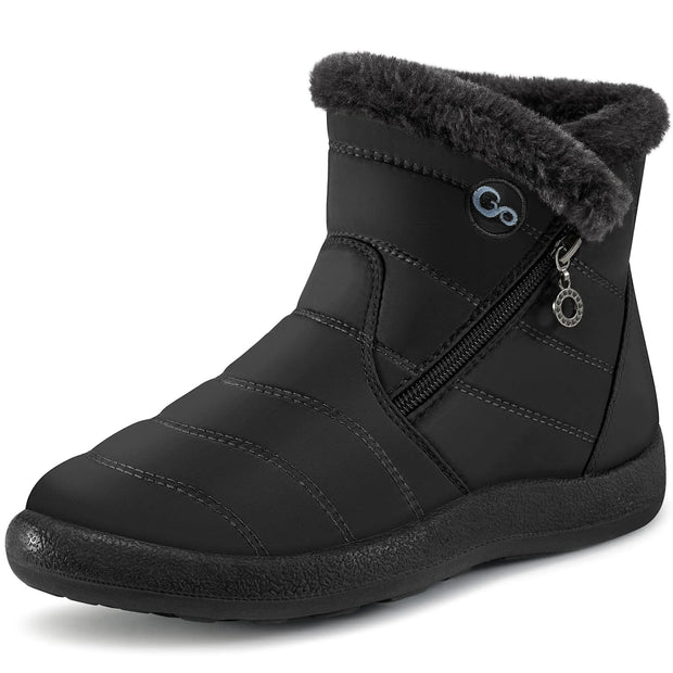 Ablanczoom Womens Snow Boots for Winter: Comfortable Warm Fur Lined Zippered Ankle Booties Outdoors Waterproof Anti-Slip Womens Boots