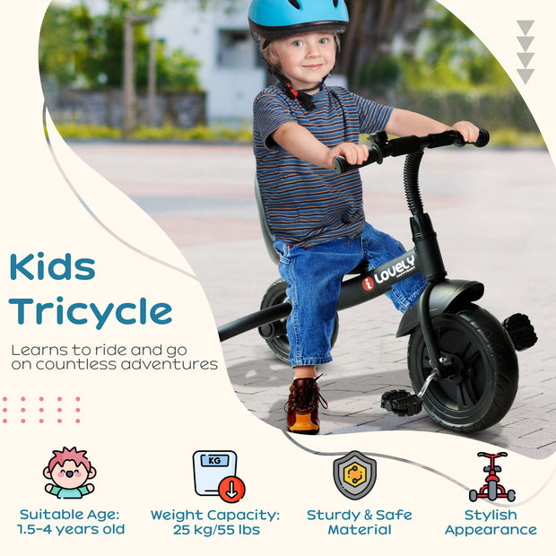 3-Wheel Indoor Outdoor Toddler Tricycle With Bell For Recreation Ride-On Black Com