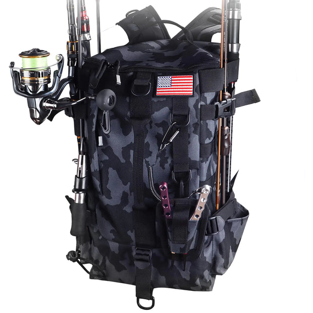 MoiShow Fishing Backpack Tackle Bag Fishing Backpack with Rod Holders Large Storage Fishing Tackle Box Backpack Fishing Rod Bag for Carrying Fishing Gear and Equipment