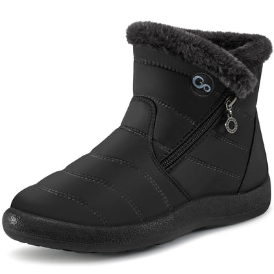 Ablanczoom Womens Snow Boots for Winter: Comfortable Warm Fur Lined Zippered Ankle Booties Outdoors Waterproof Anti-Slip Womens Boots