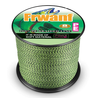 Frwanf Braided Fishing Line 8 Strands Super Strong PE Fishing String ExtremePower Fishing Braid Line for Saltwater and Fresh Water 15LB Test 500M/547Yards Black and Yellow