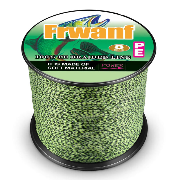 Frwanf Braided Fishing Line 8 Strands Super Strong PE Fishing String ExtremePower Fishing Braid Line for Saltwater and Fresh Water 15LB Test 500M/547Yards Black and Yellow