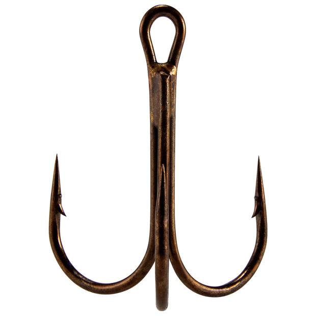 Dr.Fish 30 Pack Treble Hooks Bronze Round Bend #16-#6/0 Triple Fishing Hooks for Fresh&Saltwater Replacement Catfish Walleye Trout Salmon Bass Fishing #1