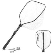 Foldable Fly Fishing Net Bass Trout Landing Net with Clear Soft Rubber Mesh Safe Fish Catching or Releasing Lightweight & Portable Folding Fishing Net Fresh Water Salt Water