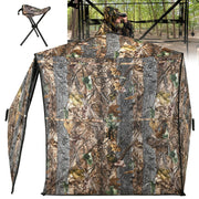 YITAHOME Hunting Blind 360° See Through Ground Blind for Deer Hunting 2-3 Person Pop-up Hunting Deer Blind Turkey Blind with Tri-Leg Hunting Chair Silent Zipper and Carring Bag