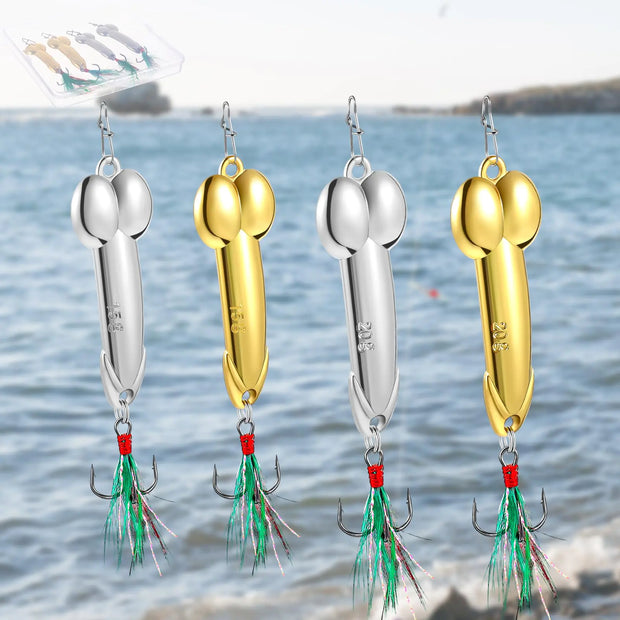 Relaxgiant 4 Pcs Funny Fishing Lures Bass Fishing Lures Top Water Fishing Lures Spoof Fishing Gifts for Men Freshwater Saltwater Fishing Equipment Fishing Spoons for Christmas Fishing Lover Men Gifts
