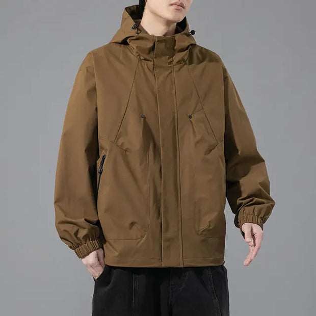 Men's Windproof Waterproof Hooded Jacket for Outdoors