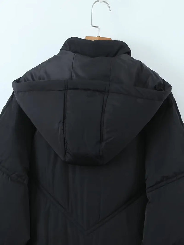 Women's Long Padded Hooded Overcoat for Outdoors