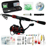 Telescopic Fishing Rod and Reel Combo Full Kit Collapsible Fishing Pole & Spinning Reels Combos Portable Travel Fishing Poles Set Retractable Fishing Rods for Bass Fresh & Salt Water Adult