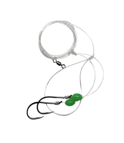 Generic 5 Pack High Low rig High Carbon Steel Octopus 2/0 Hooks Berkley 40lb Surf or Deep Drop Salt Water hi Low rigs Boat hi lo rigs Made in USA (2/0 Green)