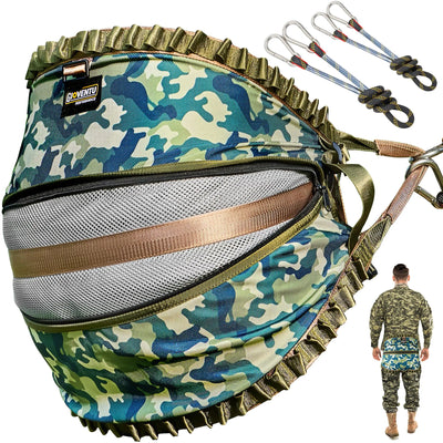 BJOSSTY Lightweight Saddle Hunting Comfortable Hammock Hunting Saddle Adjustable Camo Tree Saddle Hunting Kit with 304 Stainless Steel Buckles Includes Climbing-Grade Bridge (Jungle Camouflage)