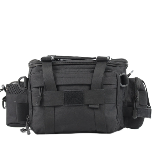 GGYCOB Sling Fishing Tackle Bag Outdoor Fishing Tackle Storage Pack Water-Resistant Fishing Waist Bag Cross Body Fly Fishing Sling Pack 1000D Nylon (black)