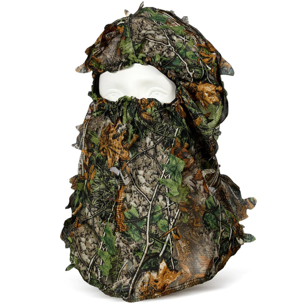 Geyoga Hunting Face Mask Turkey Leafy Camo Face Mask 3D Mesh Camouflage Hunting Mask Lightweight Face Cover Hunting Gear(Brown GreenReed Leaf)