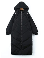 Women's Long Padded Hooded Overcoat for Outdoors