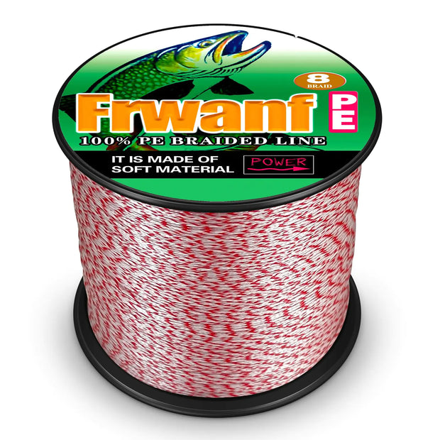 FRWANF 8 Strand Braided Fishing Line - Colorfast - Zero Stretch - High Strength - Abrasion Resistant Braided Line - Thousands of Choices in 9 Colors - Professional Performance in Salt or Fresh Water