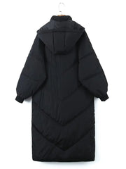 Women's Long Padded Hooded Overcoat for Outdoors